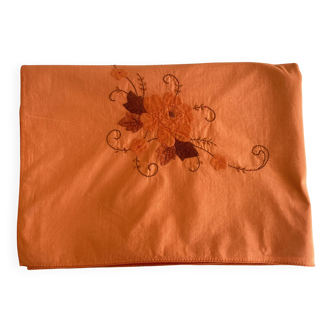 Vintage tablecloth with hand-applied floral decoration - 240x170cm - Cotton