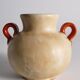 Art Deco Ceramic Beige Vase with Red Handles by Anna-Lisa Thomson, Upsala Ekeby