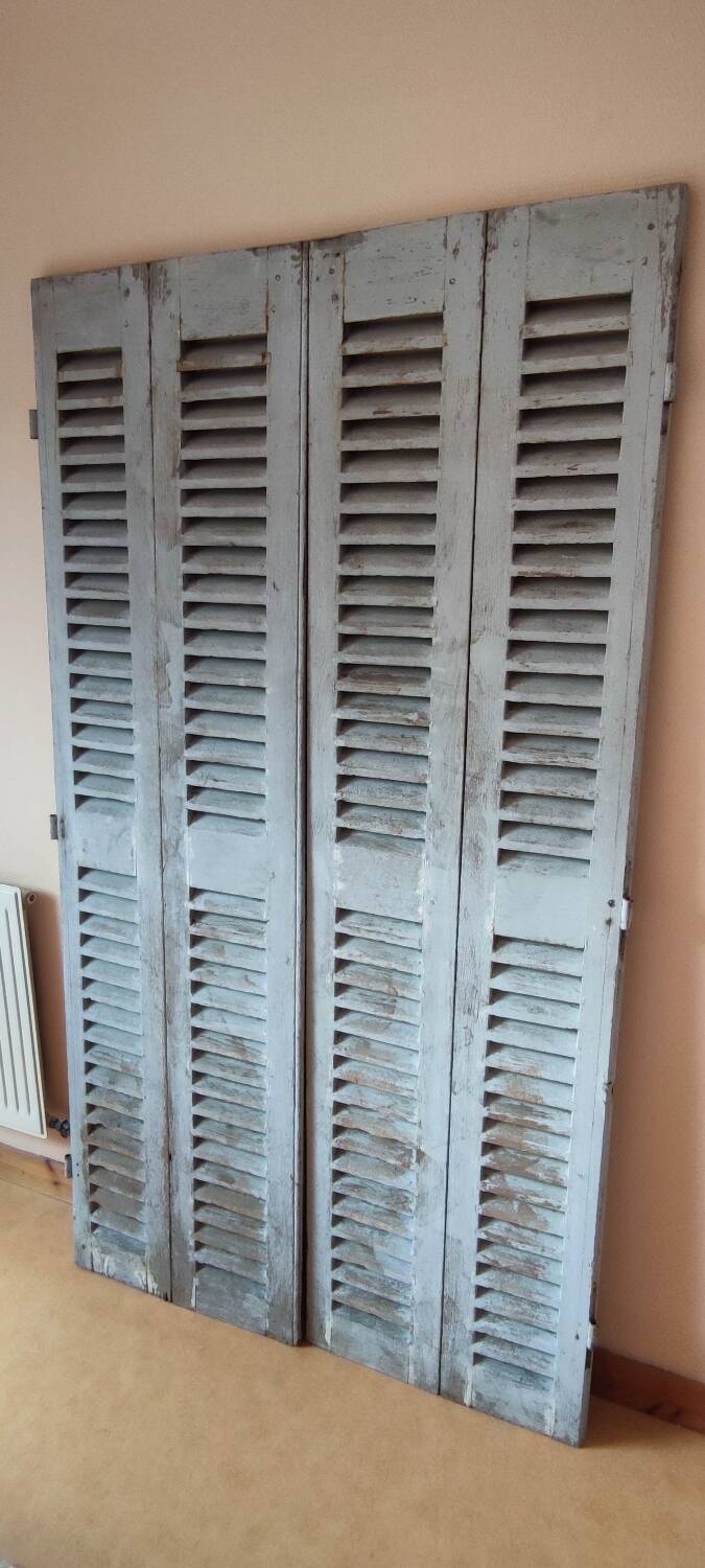 Pair of old shutters louvered cupboard doors