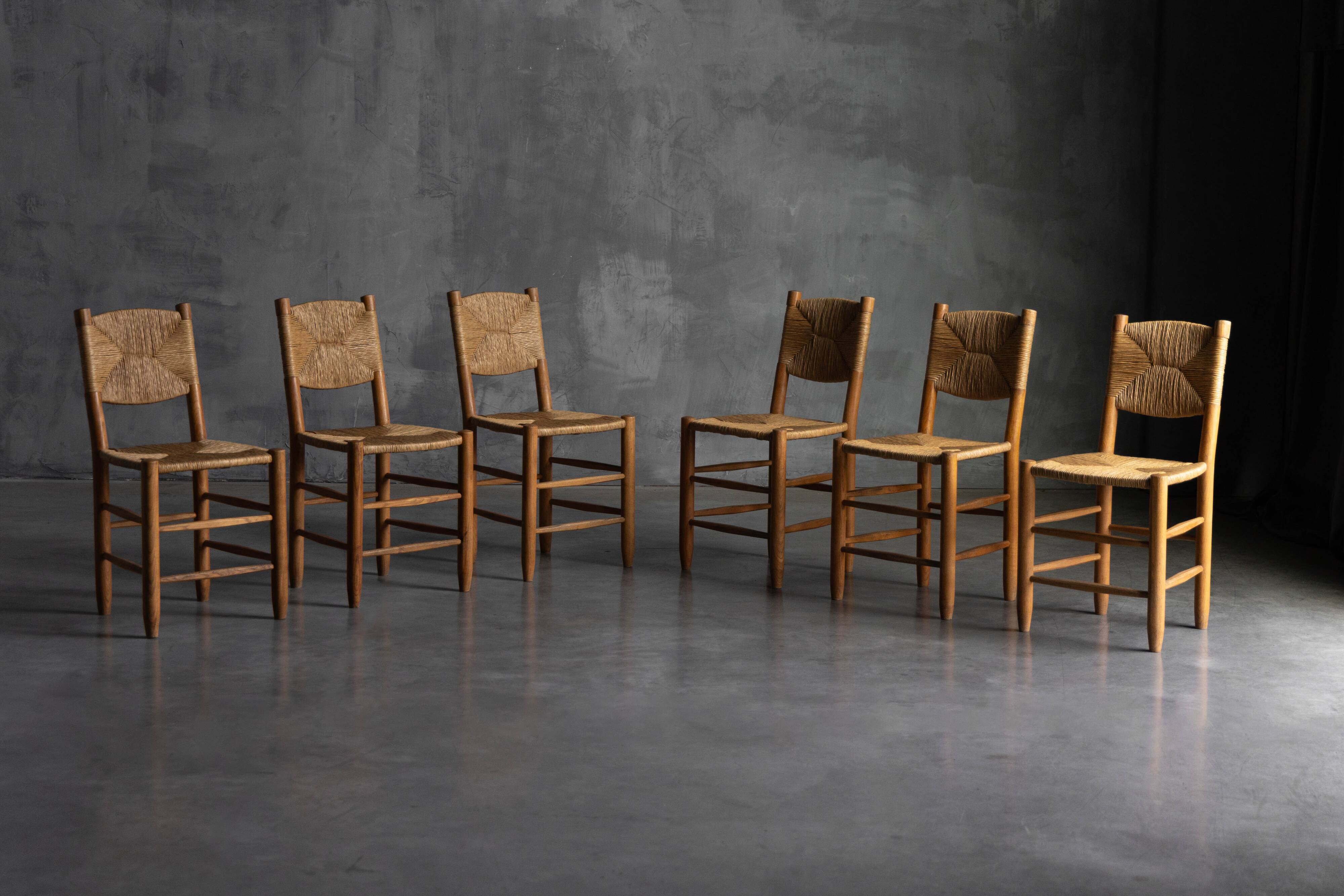 "Bauche" Dining Chairs by Charlotte Perriand for Steph Simon, France, 1950s