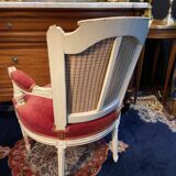 18th century Louis XVI red velvet cabriolet armchair