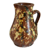 Studio ceramic pitcher with sprayed glazes – circa 1960-70