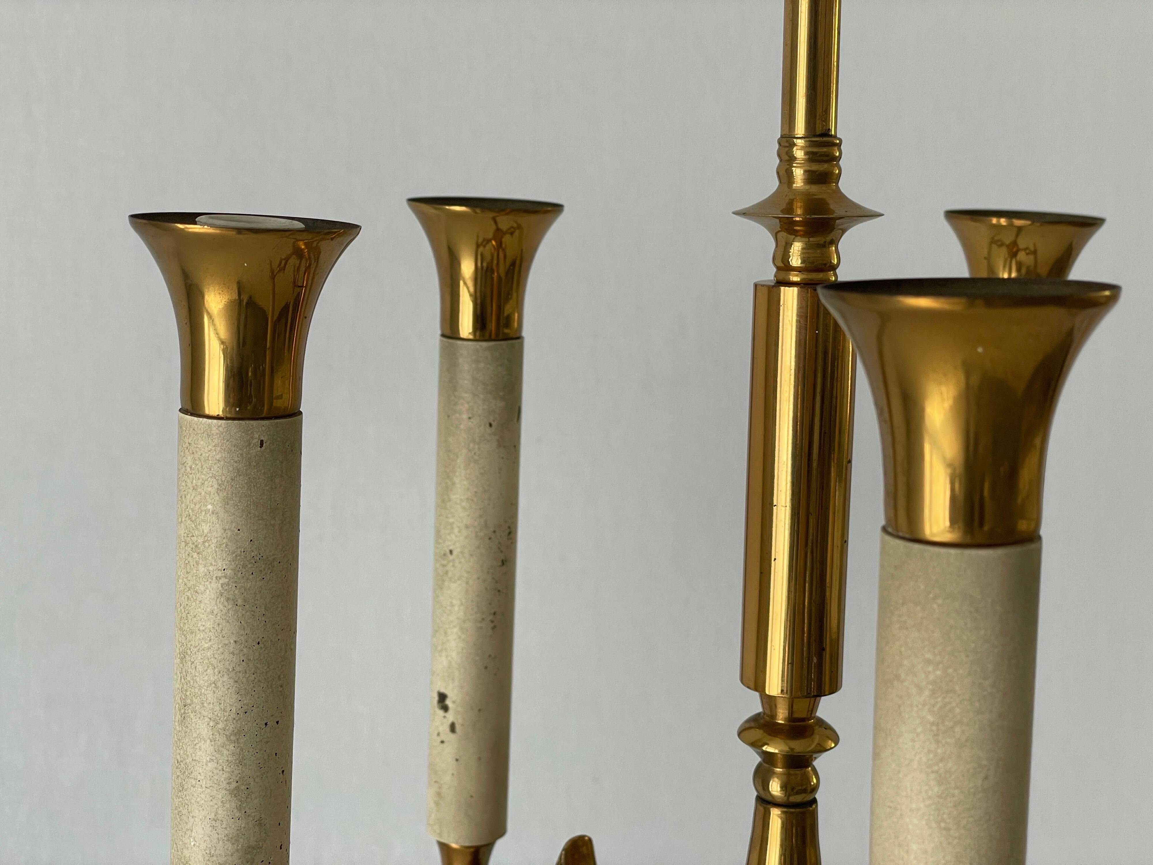 Brass chandelier with 5 light arms, Italy, 1960s