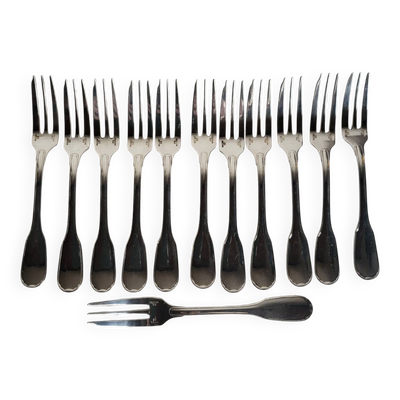 12 fourchettes à gâteaux Christofle modèle Versailles en métal argenté