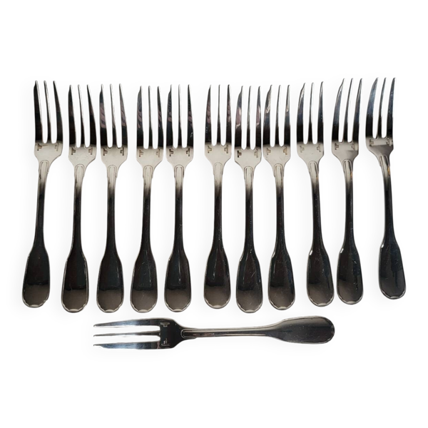 12 fourchettes à gâteaux Christofle modèle Versailles en métal argenté