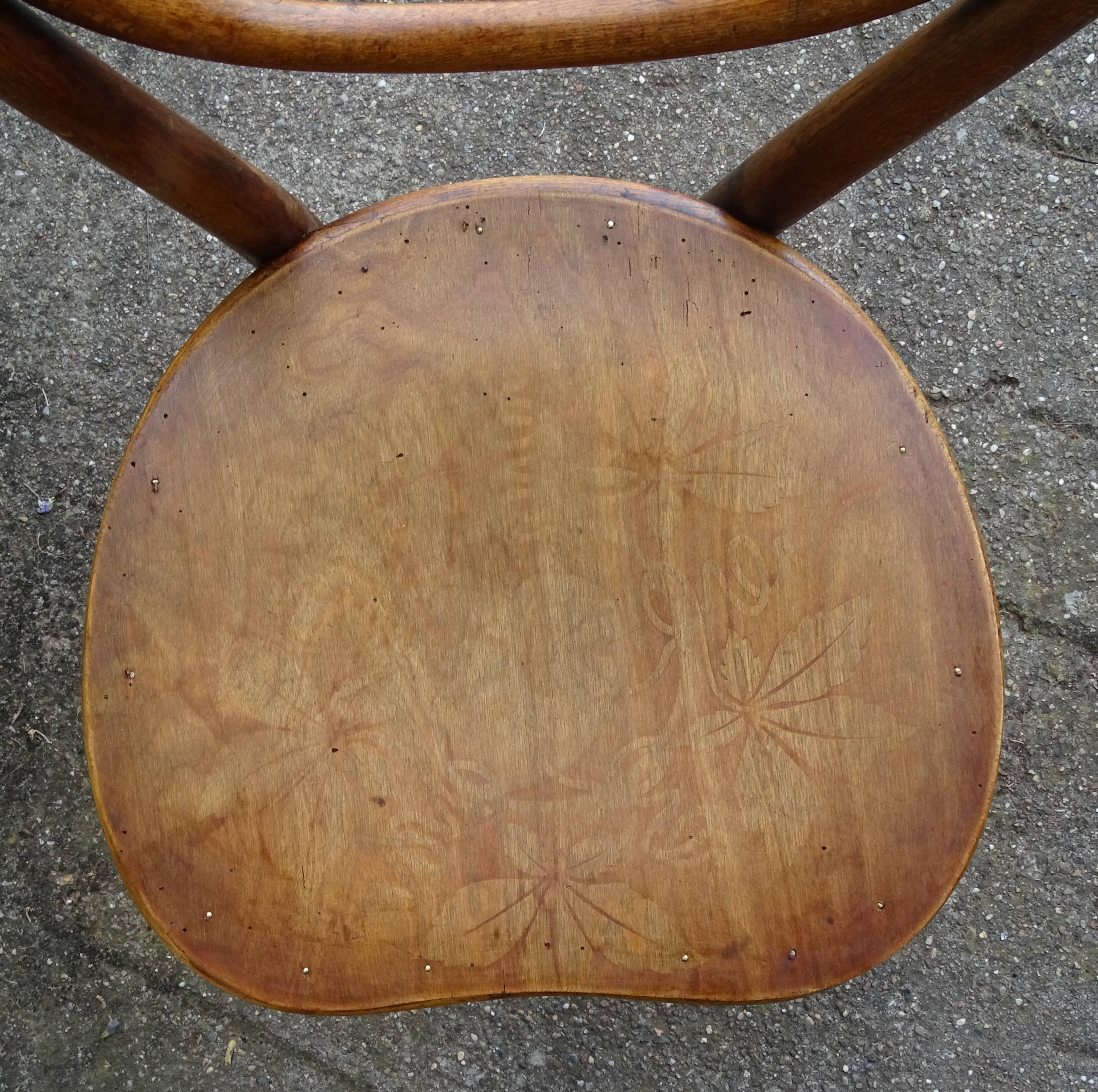 Set of 4 mismatched bistro chairs, from 1910 to 1935