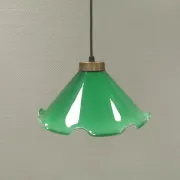 Small hanging lamp with double-layered glass, brass top, 1980s Denmark