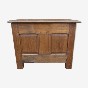 Antique coffer, french panelled oak chest