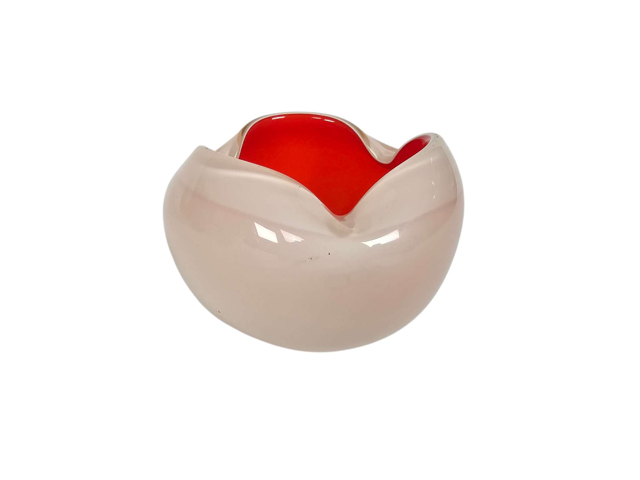 Murano - Alfredo Barbini - opaline glass - orange/white - Italy - 60's