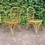 Paire de chaises en rotin Van Rohe