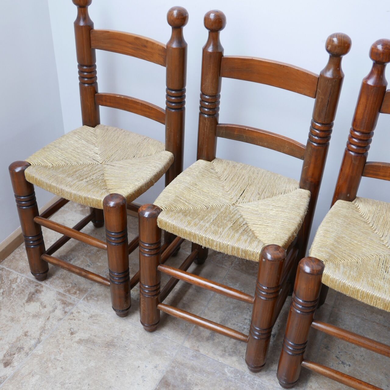 Set of six french mid-century dining chairs