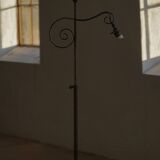 20th-century wrought iron floor lamp with swirling detail, Danish Art Deco.