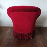 Lot de 2 fauteuils crapauds en velours rouge