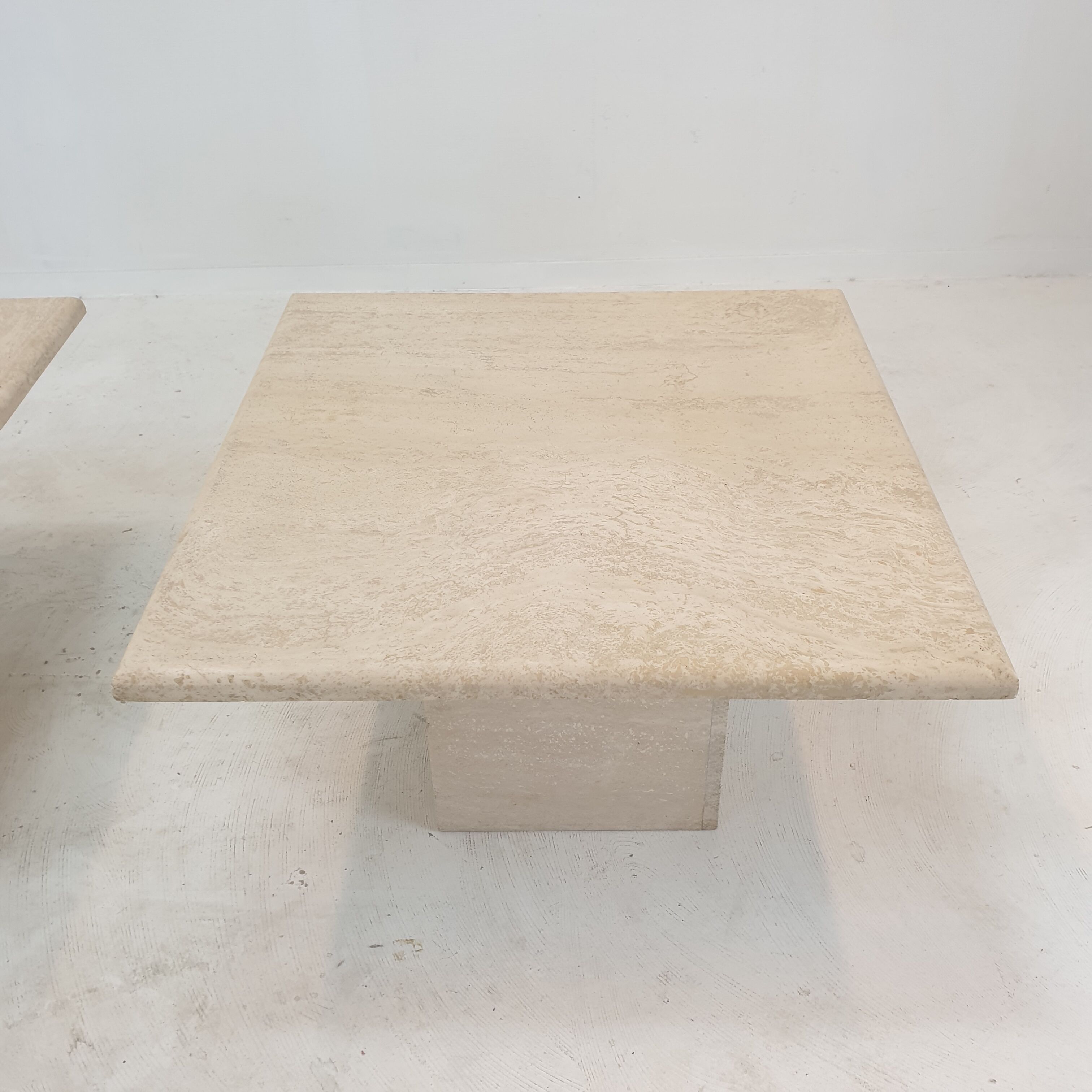 Set of 2 Italian Travertine Coffee or Side Tables, 1980s