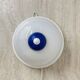 Vintage glass blue and white wall lamp sconce , 1970s