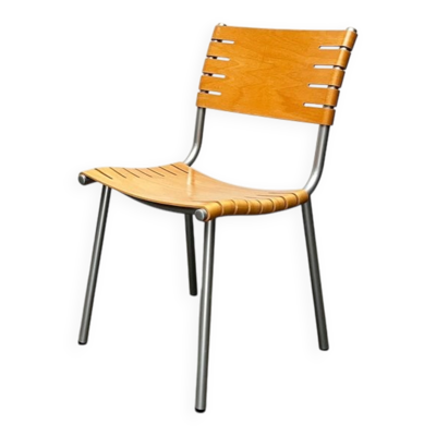 Chaise postmoderne en métal et bois par Ruud Jan Kokke pour Harvink, années 1990