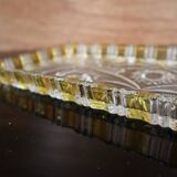 Plat rectangulaire cristal de bohême Walther Glas motif jaune et fleur
