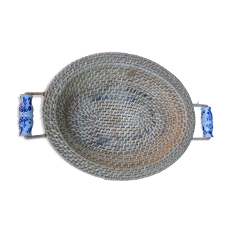 Wicker and ceramic basket