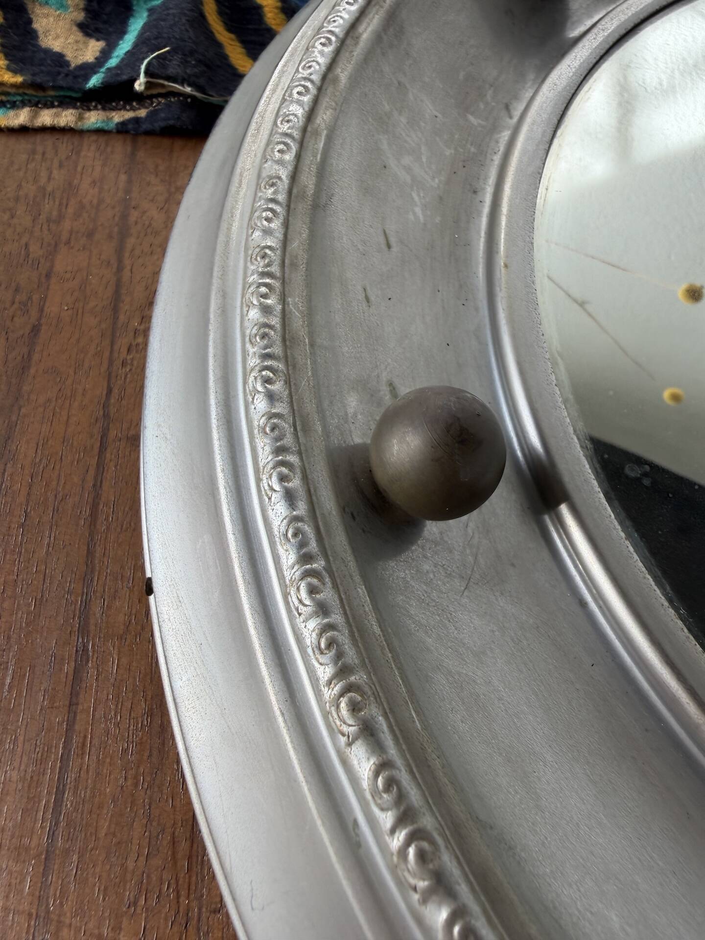 Round convex metal mirror in English style 1900