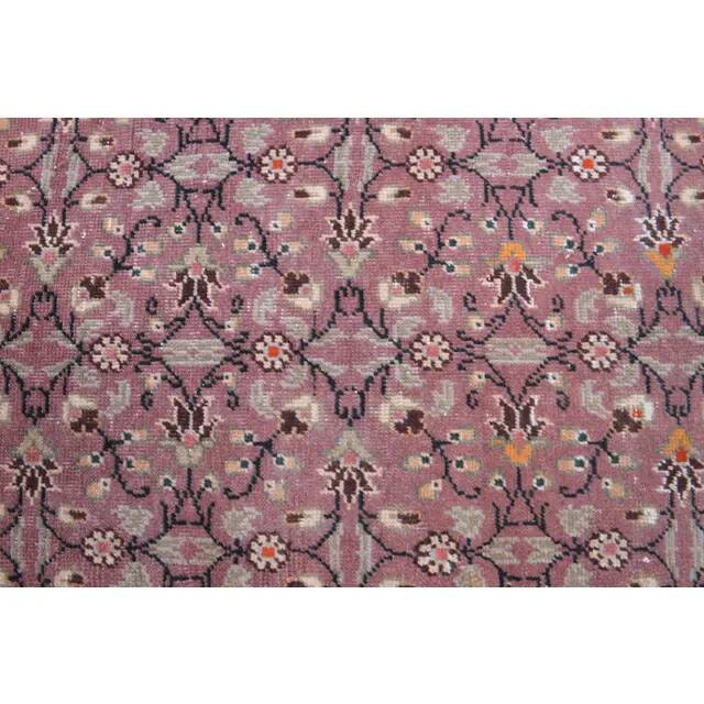 1970s Turkish Oushak Handmade Wool Cotton Pink Area Rug 112x175