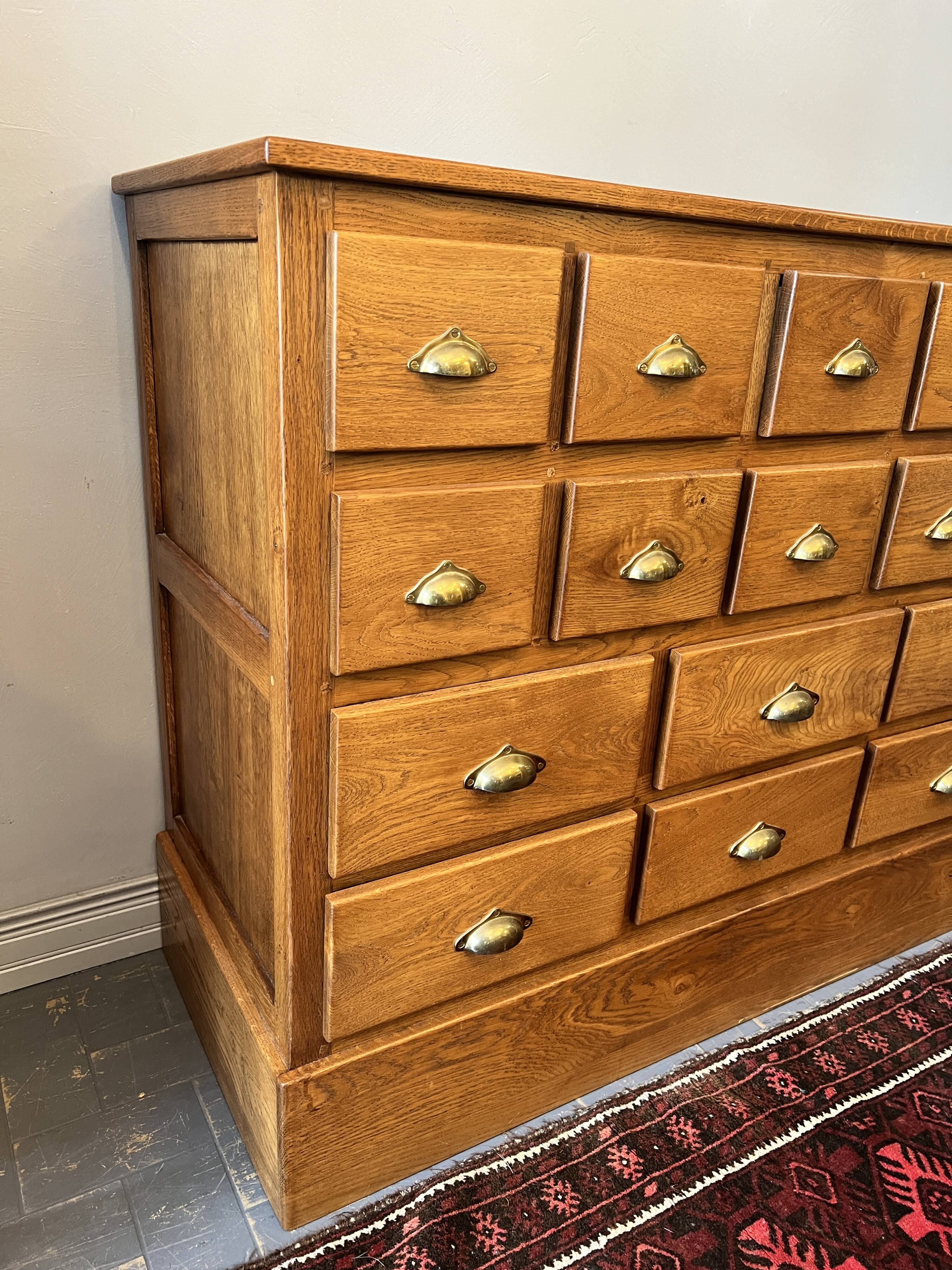 16 drawer counter in solid oak