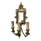 19th-century Napoleon III style gilded bronze wall sconce with bevelled mirror.
