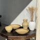 Lot de 2 assiettes creuses en grès liseré brun et marron D21,5