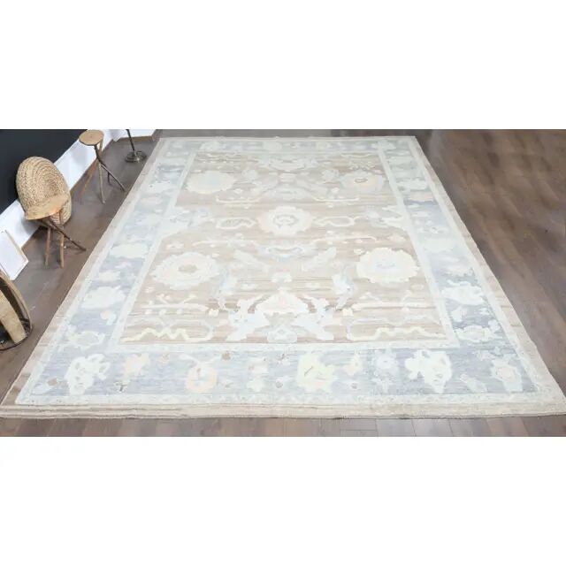1970s Vintage Oushak Handmade Wool Brown Oversized Area Rug 314x392