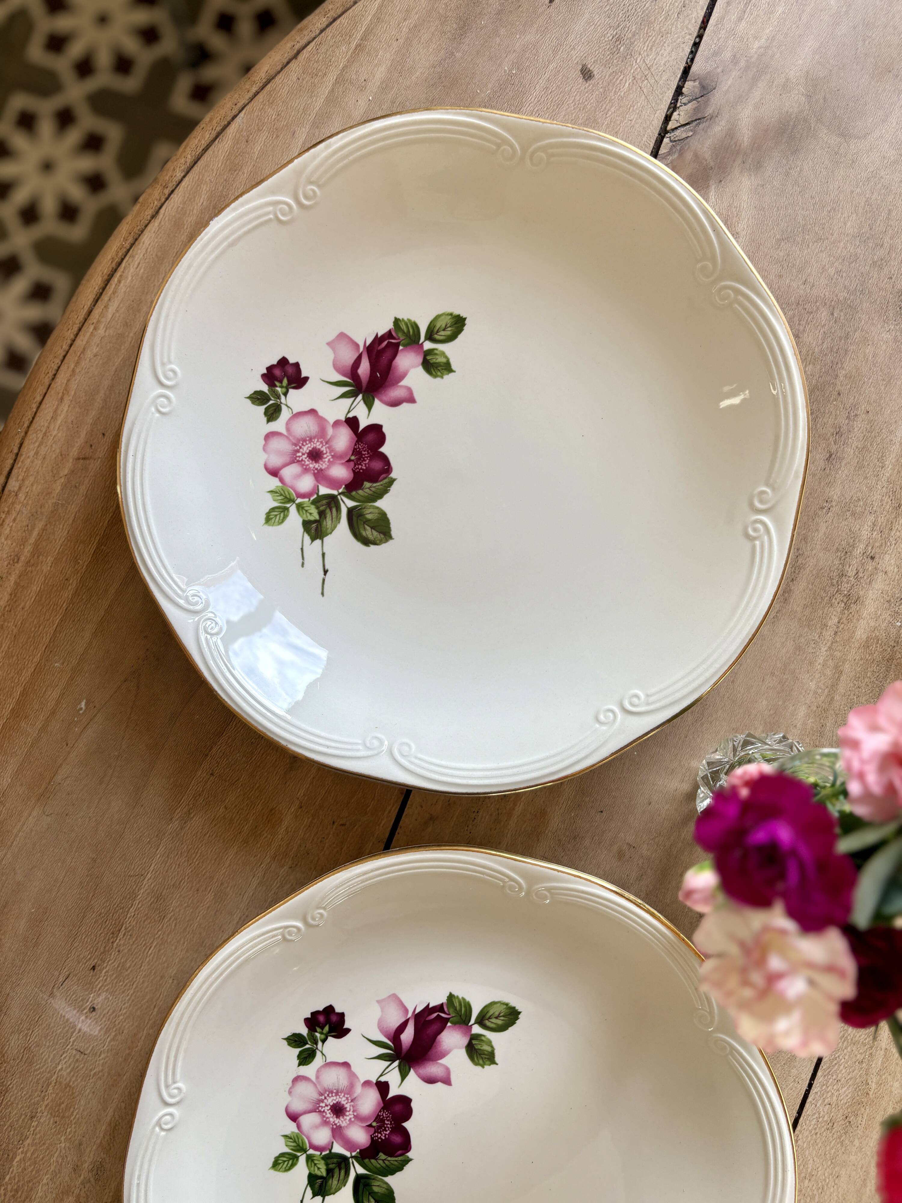 Set of 2 vintage round dishes - Chinon de Gien model