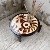 Round ceramic coffee table with “rooster” motif by Dan