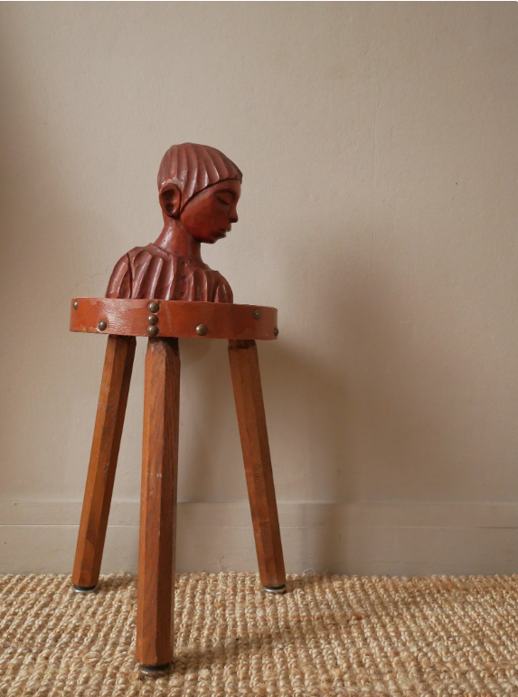 Carved wooden bust