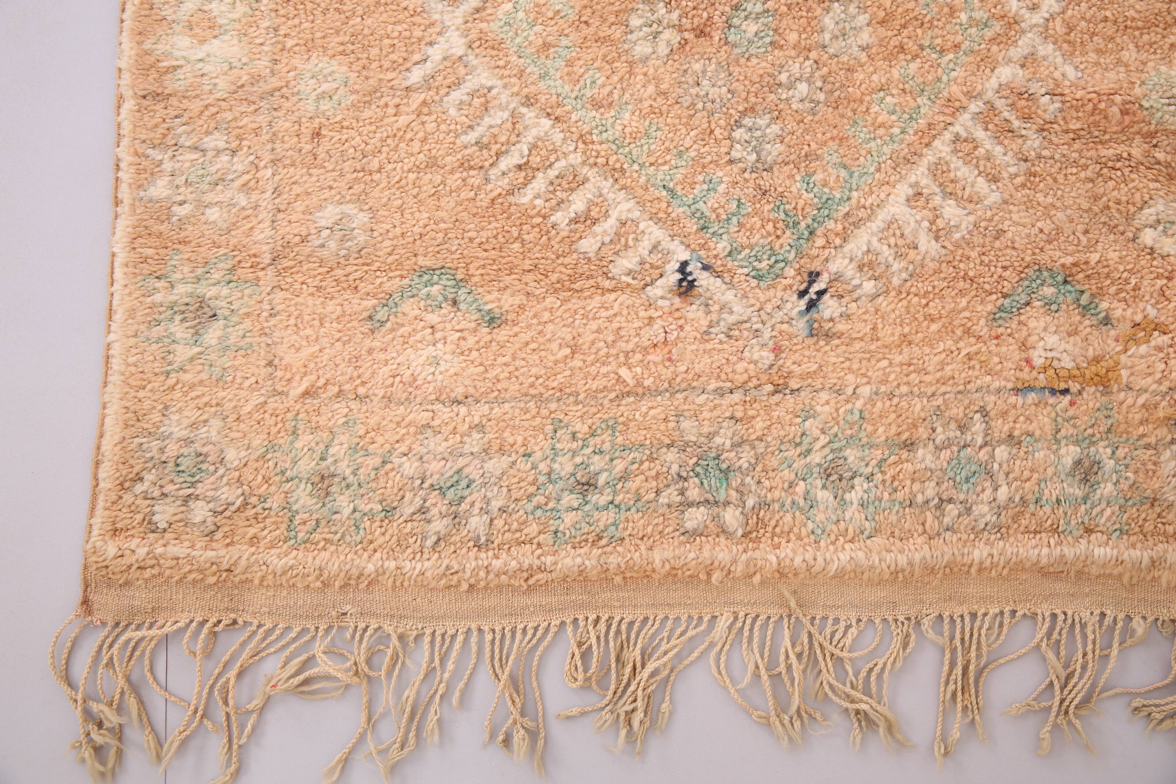 Large Vintage Moroccan Rug 188 x 387 cm - Peach Berber Rug - Handmade Rug