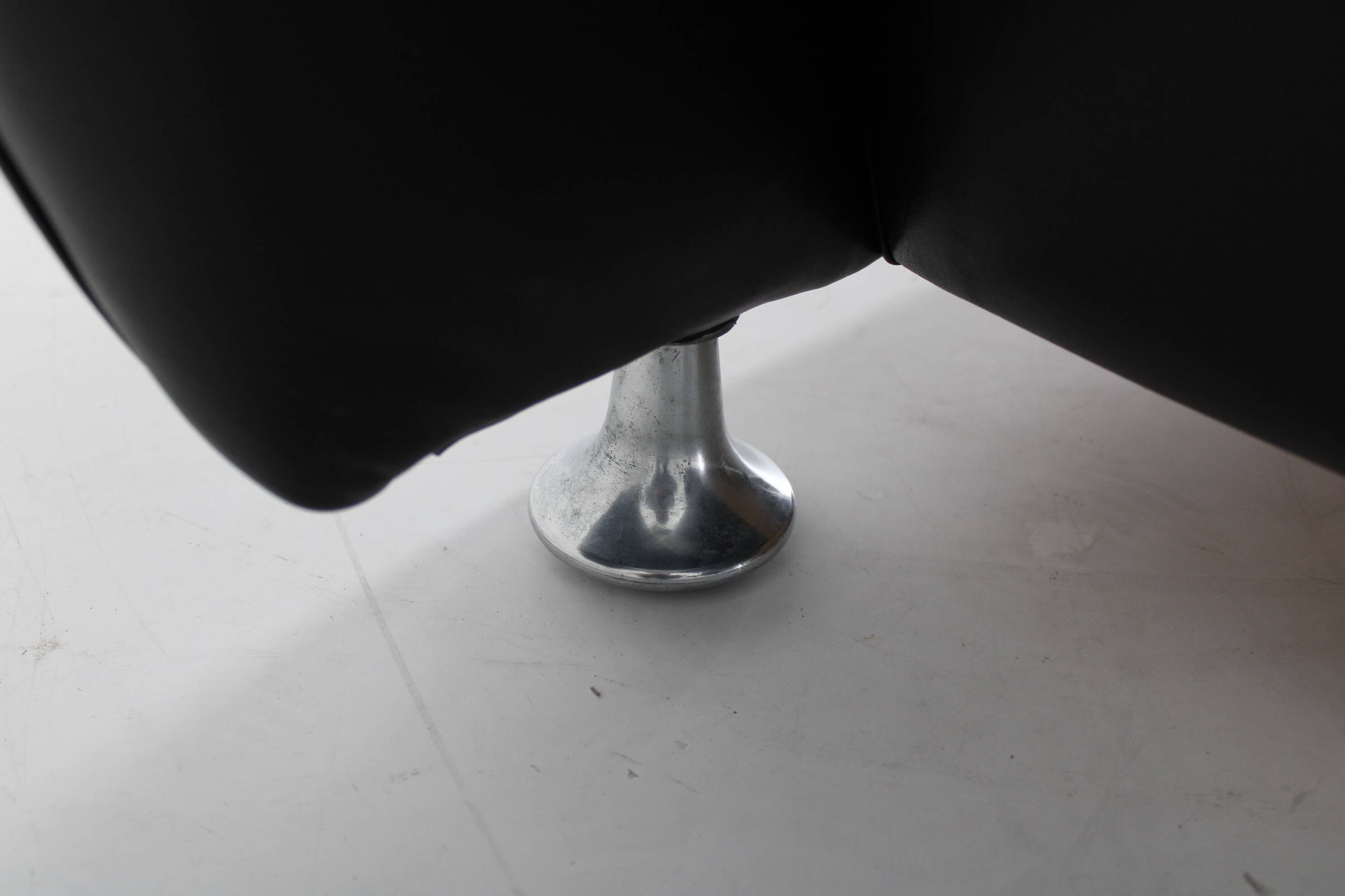 1970s Italian Armchair in Black Leather