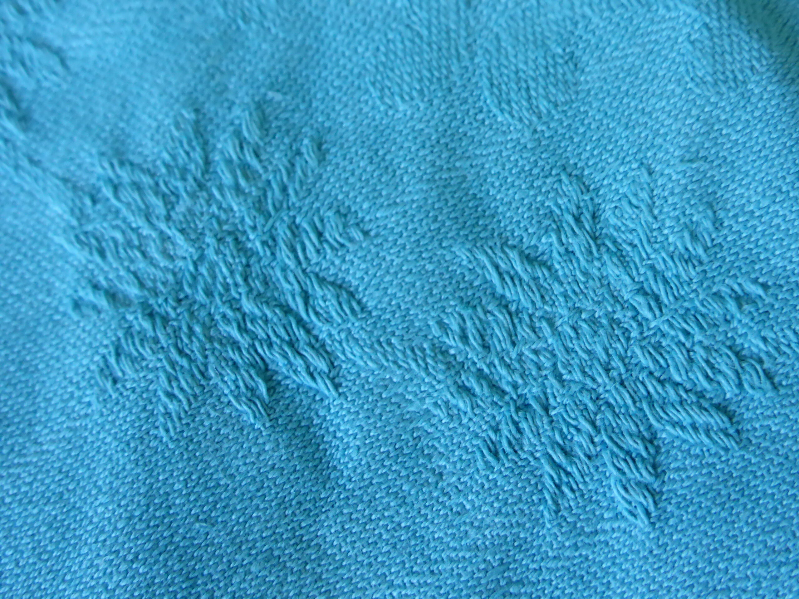 6 damask cotton towels, blue hue, woven, art deco