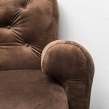 Divano modulare 2 posti en velluto marrone anni' 70 vintage modernariato