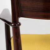 Midcentury Danish chair with armrests in rosewood by Henry Rosengren Hansen for Brande Møbelindustri