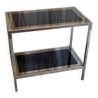 Chrome/gold metal and black/gold glass console - 70s/80s