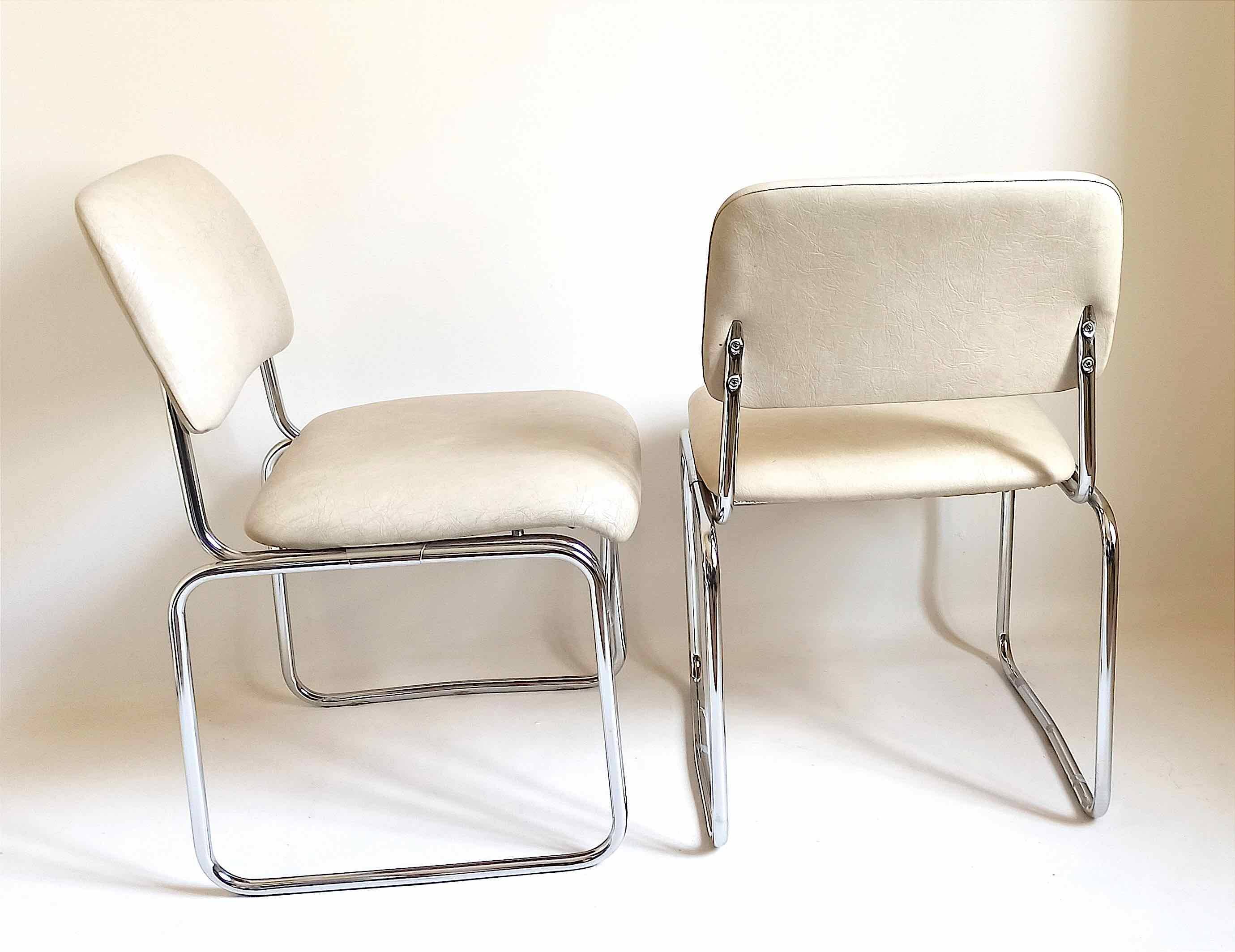 Pair of Skai and chrome metal visitor chairs 1970s