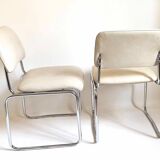 Pair of Skai and chrome metal visitor chairs 1970s