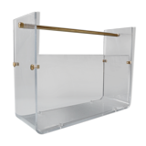 Magazine holder plexi and brass, David Lange, 1970