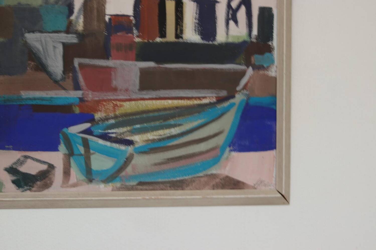 Swedish Oil on Panel – “Harbour Motif with Boats” by Hannes Glaeser