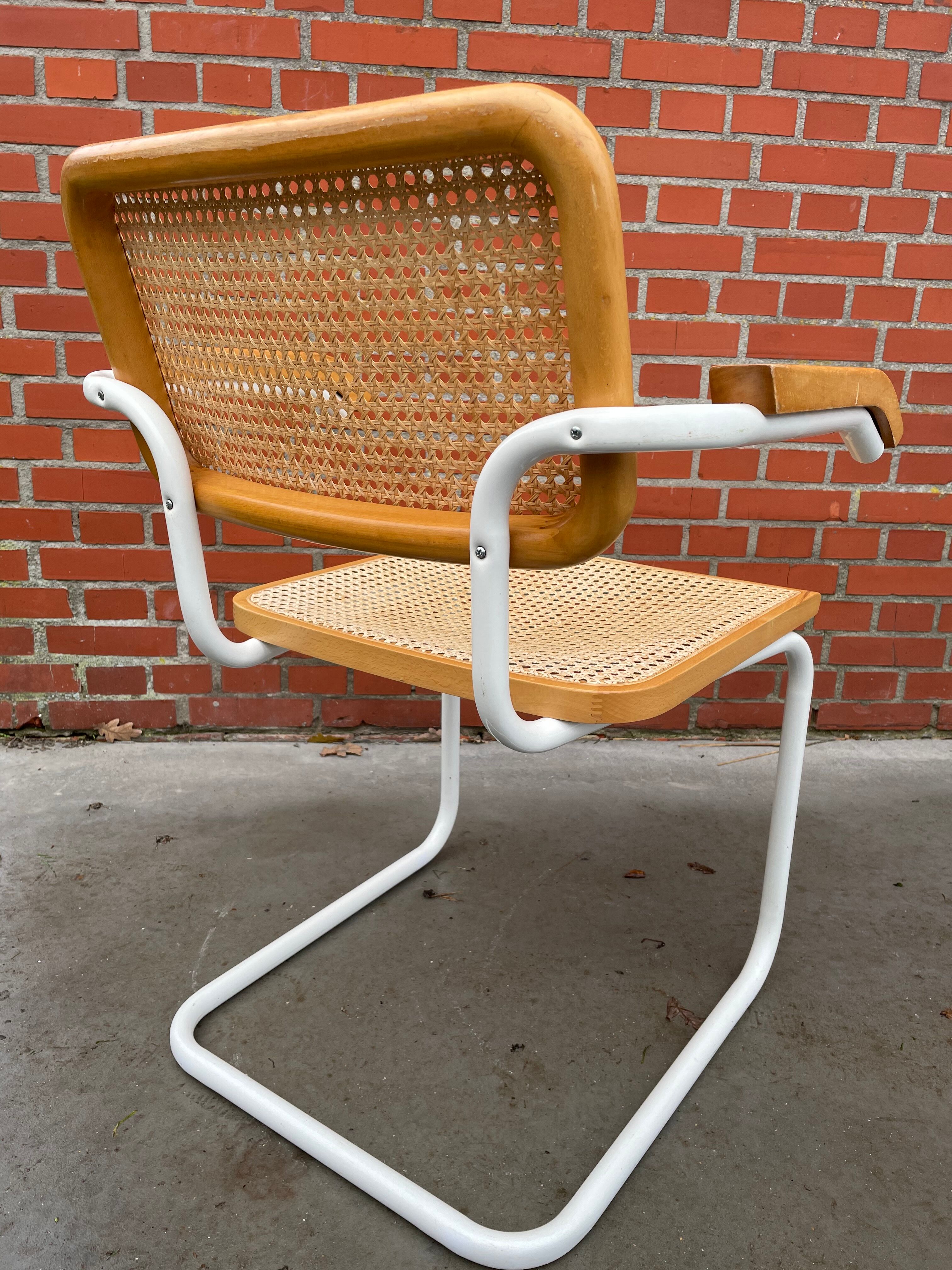Cesca model chair with armrests white