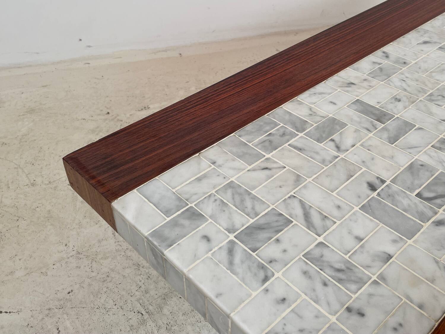 "SEM" coffee table in marble and rosewood 1970