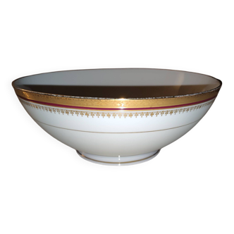 Salad bowl in white Limoges porcelain and golden marli