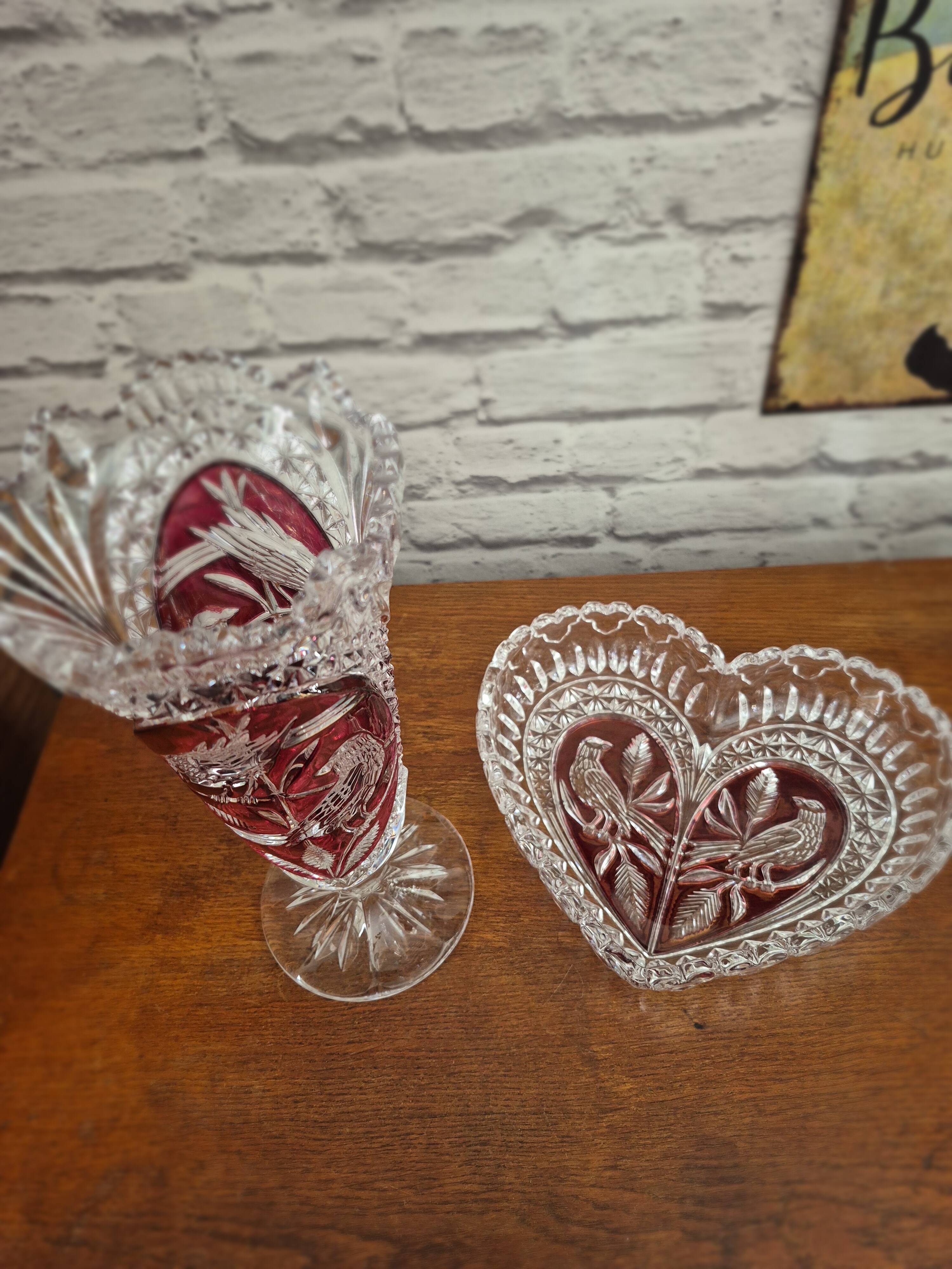 Large crystal pocket heart HOFBAUER Vintage 60-70's
