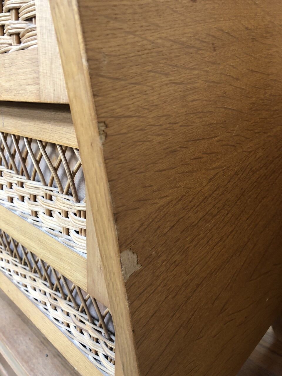 Vintage rattan dresser