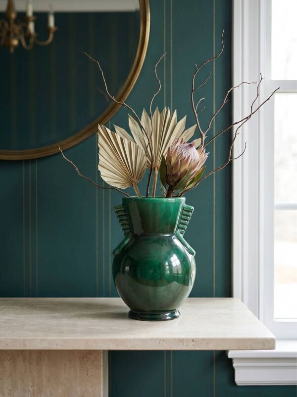 Vase art déco Saint-Clément 4159 signé Blanche Letalle – vert malachite