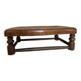 Low wooden stool with caning H 12 cm