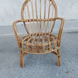 Vintage rattan children's armchair
