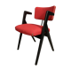 Red fabric chair with black base